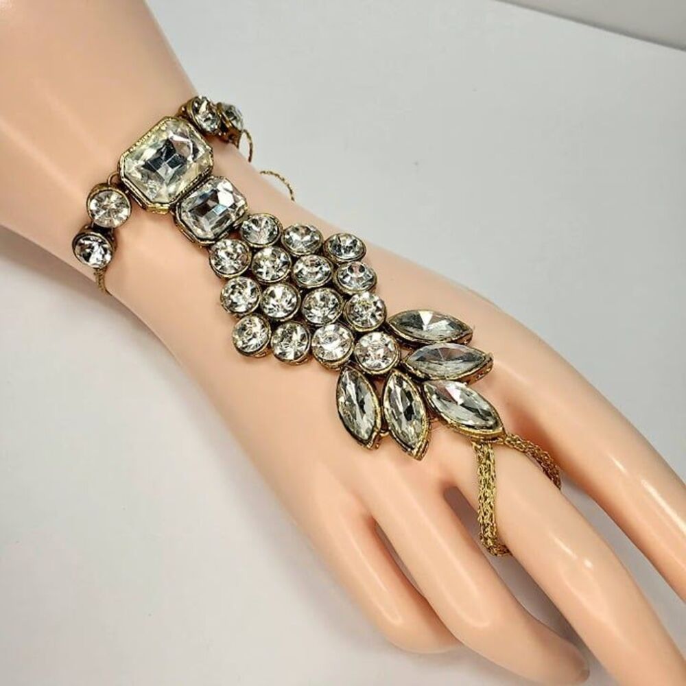 Sparkling Rhinestone Adjustable Bracelet or Anklet Bridal Traditional
